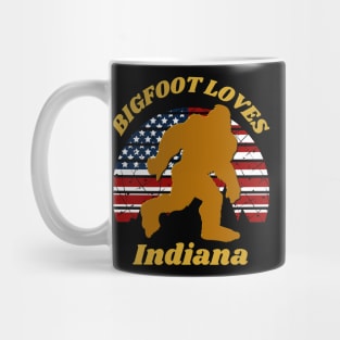 Bigfoot loves America and Indiana too Mug